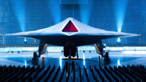 BAE System/MOD Taranis seen for the first time on the official rollout ceremony. Photo: UK MOD
