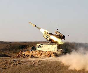 The Iranian FM-80 'Shahab Tagheb' - derivative of the French Crotale fires a missile during air defense exercise in 2012. Photo: IRNA