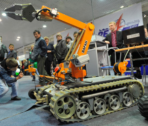 This robotic rover was displayed at RAE 2011 by the Kovrovskogo Electromechanical Plant