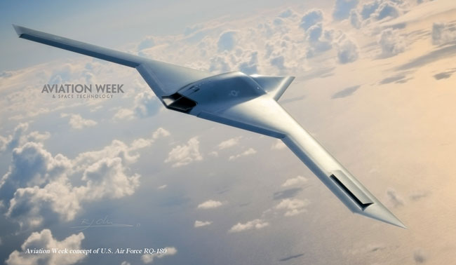 A concept view of the Northrop Grumman RQ-180 stealth drone. Neither the Air Force nor Northrop Grumman would speak about the classified airplane. Photo: Aviation Week & Space Technology