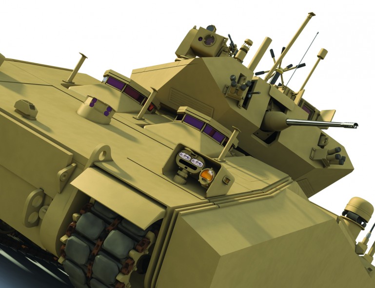 The Ground Combat Vehicle variant developed by BAE Systems would have used a new hybrid-electric propulsion system that would rely on a diesel engine running a generator and electrical drive motors to power the vehicle and feed its many electronic systems. Photo: BAE Systems