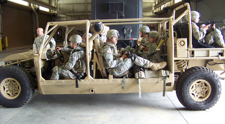 Nine troops from the 8snd Airborne are seated in the Vyper, configured as a troop carrier. Photo: Vyper Adams.