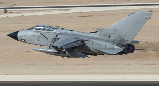 Italian Air Force Tornado strike fighter takes off from Ovda air force base in the Southern Negev. Photo: Nehemia Gershoni, www.ngphoto.biz
