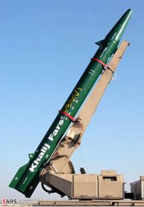 The guided version of Fateh 110 can strike targets on land or at sea with 450kg warhead. Photo: FARS news agency