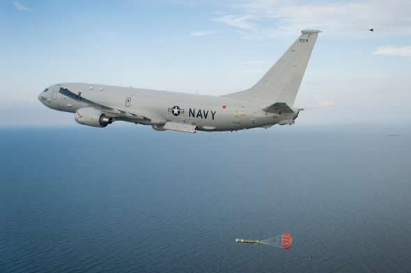 Boeing P-8A Poseidon T3 performs the first Mk54 Torpedo separation test