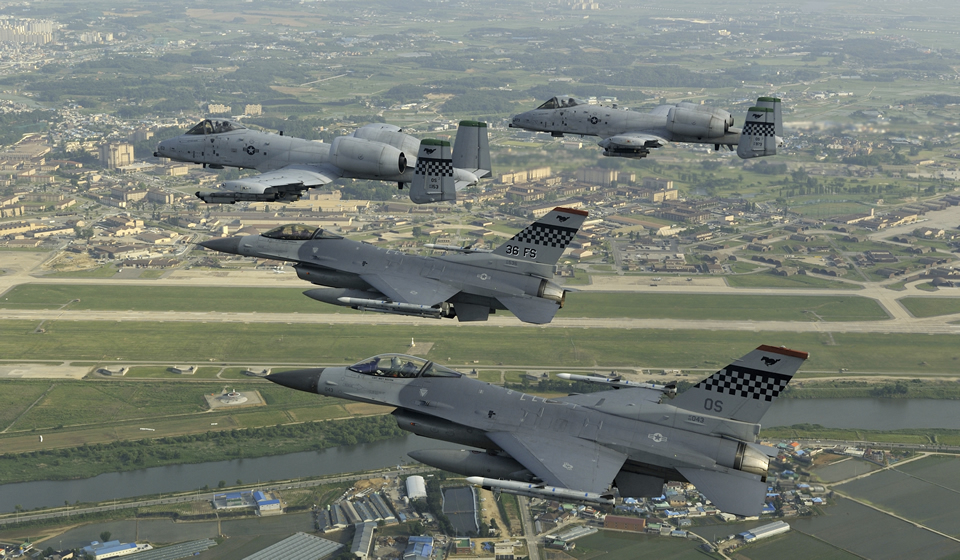 A10, F16 over Osan airbase, South Korea