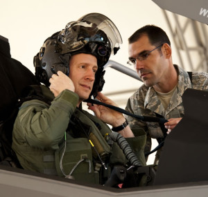 Lt. Col. Eric Smith, the 58th Fighter Squadron director of operations prepares for takeoff on the F-35A first training mission. Photo: USAF