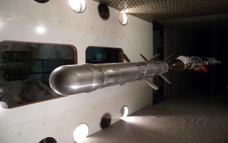 MMP undergoing wind tunnel testing during the missile's development