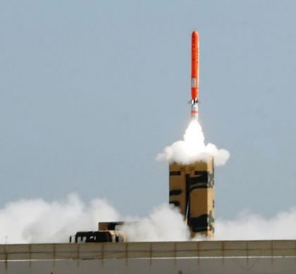 Babur HATF-VII cruise missile launched from a multi-tube missile launcher vehicle (MLV). Photo: ISPR