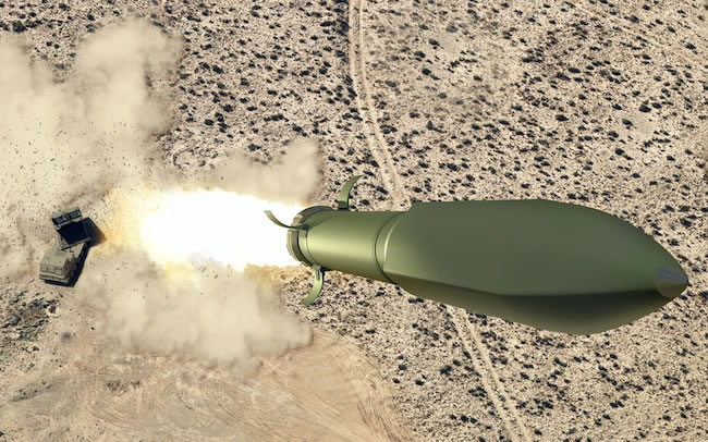 A proposed Ground Launched Small Diameter Bomb (GL-SDB) will utilize the MLRS rocket to boost the SDB to a trajectory from where it will be able to continue gliding to its target like it was dropped from a manned aircraft.
