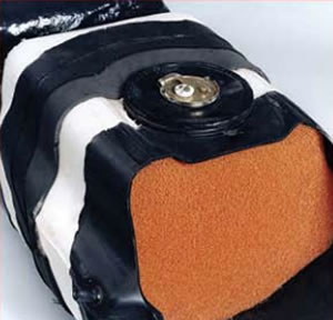 Safetank, an explosion-proof self sealing fuel tank for vehicles from Rodgard uses self-sealing and insulating foam and flame retardant coating to protect the tank from explosion under fire.
