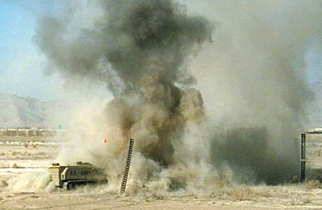 M160 MV4 robot negotiating a minefield in Afghanistan