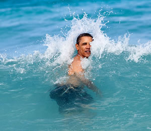 "A nice way to celebrate the New Year for the President was to jump in the ocean in his native state of Hawaii. He was on his annual Christmas vacation with family and friends, and went swimming at Pyramid Rock Beach in Kaneohe Bay." Official White House photo