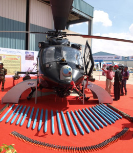 The ALH Mk.IV IWA 'Rudra' shown with its weapon complement at Aero-India 2013