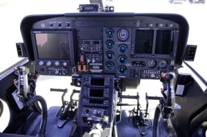 The 407GT includes the Garmin G1000HTM flight deck with twin 10.4” high resolution LCD screens, hosting advanced integrated cockpit and multi-function display information in an easy to scan layout. The aircraft also features a night vision-compatible instrument panel and superior long-range reconnaissance and laser designation capabilities. Photo: Bell Helicopters