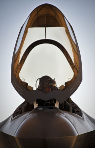 Lt. Col. Benjamin Bishop, the 422nd Test and Evaluation Squadron director of operations, completes preflight checks before his first sortie in an F-35A Lightning II at Eglin Air Force Base, Fla., March 6. Bishop is among the first pilots to begin the official training that began in January. Bishop and other 422nd TES pilots will begin operational testing of the joint strike fighter later this year at Nellis Air Force Base, Nev. Photo: Samuel King Jr., U.S. Air Force.