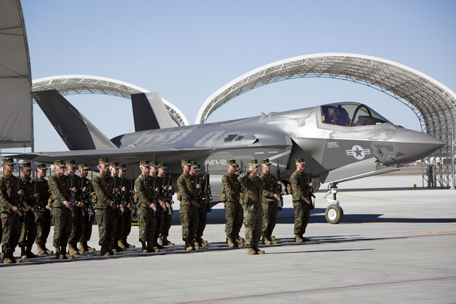 The Marine Corps re-designated Marine All-Weather Attack Squadron 121 as the first operational F-35 squadron at Marine Corps Air Station Yuma, Ariz., Nov. 20, 2012. The ceremony also welcomed the squadron’s first three F-35B aircraft. Photo: Lockheed Martin