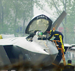 An open canopy of the first J20 prototypes shows some details of the HUD.