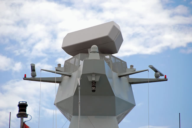 SMART-S Mk2 radar, installed on HDMS Absalon, the first of the Flexible Support Ships of the Royal Danish Navy. Photo: Thales