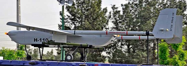 H-110 Sarir is a twin-engine UAV designed for long endurance missions. It was displayed on the April 2012 Army Day military parade in Tehran. The drone follows the lines of the Israeli Hunter UAV.