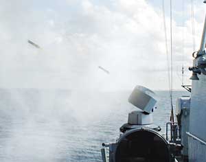 Rheinmetall 'soft kill' system fires a blinding smoke screen against an incoming target. Photo: Rheinmetall