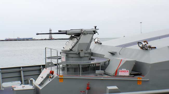 Typhoon 25mm gun mount on the Armidale class Patrol Craft HMAS Bathurst