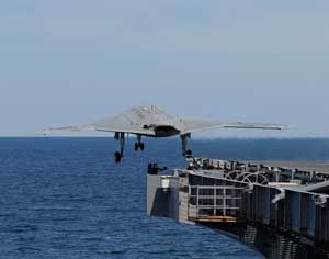 The X-47 UCAS-D currently undergoing carrier suitability flight tests is the only fixed-wing drone designed to operate from aircraft carriers. Following these tests it will also be fitted with aerial refueling capability, preparing for air refuelling evaluations in 2014.
