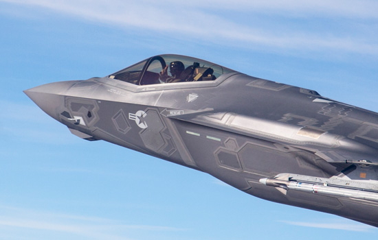 F-35A flying with an AIM-9X Super Sidewinder Air/Air missile carried on the outer pylon. Typically the F-35 will carry four AIM-120D missiles in the weapon's bay, on stealth missions. Photo: Lockheed Martin 