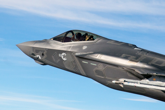 The F-35 Lightning II can carry two AAIM-9X missiles on the outboard stations. With extended range, and LOAL support, the fighter will be able to carry a balanced mix of passive and actively guided weapons. Photo: Lockheed Martin
