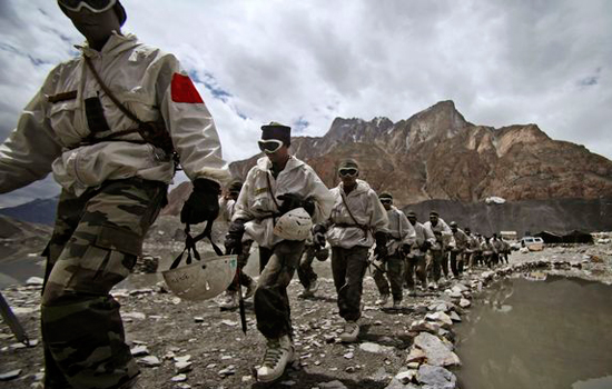 Indian soldiers at the Siachen base camp. In 2012 the Indian finance ministry killed an Indian Army plan to  raise a mountain strike corps, citing the huge financial commitment involved.