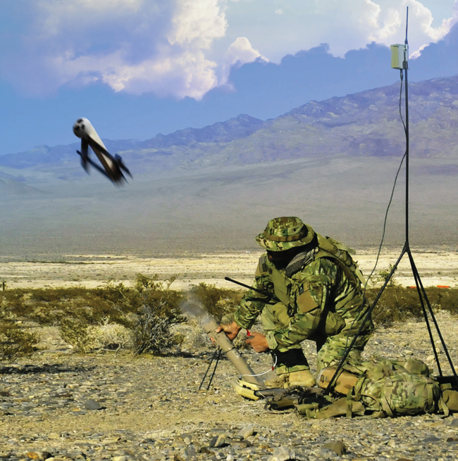 Aerovironment Switchblade Block 10 launched from a man portable carrying tube. Photo: Aerovironment