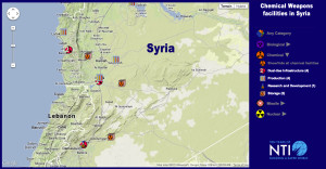 Chemical Agents storage, production and research facilities in Syria. Map courtesy of NTI.