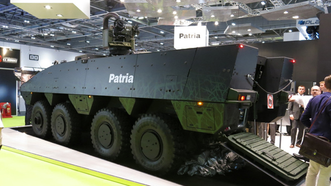 Patria unveiled the wheeled vehicle concept vehicle, offering 10% increase in payload capacity and many improvements over current AMVs. 