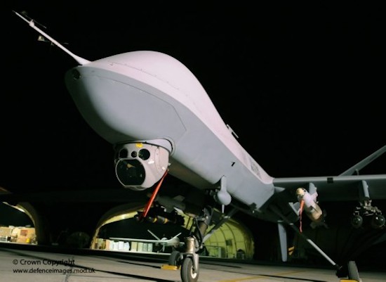 Enhanced sensor package will now be able to support  geotargeting in real-time for the MQ-9 Reaper, enhancing the drone's ability to operate GPS-guided weapons. Photo: MOD 