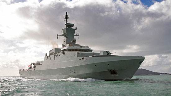 Royal Navy of Oman (RNO) new Kareef Class corvette Al Shamikh seen during its sea trials on the summer of 2013. Photo: BAE Systems