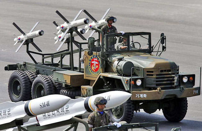 South Korea's Israeli-made Spike NLOS missiles were seen during events to mark the 65th anniversary of Armed Forces Day, in Seongnam