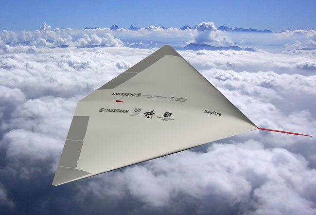 "Sagitta", Cassidian's unmanned aerial systems research programme will be a tailless flying wing, with a wingspan of 12 metres. Currently at an integration phase, Sagitta is scheduled to fly in 2015. Photo: Cassidian