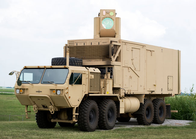 The U.S. Army's new laser truck has taken a major step toward becoming a reality. Boeing integrated a beam control system to find and track targets and point and focus a laser beam on the targets. Photo: Boeing Company