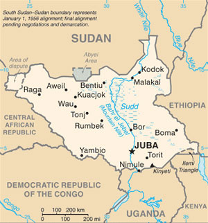 South Sudan map (CIA maps)