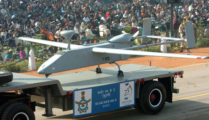The Indian Air Force displayed this Searcher II during the military display of 2007. While India is one of the world's largest operators of Drones, photos of Indian drones rarely appear in the media.