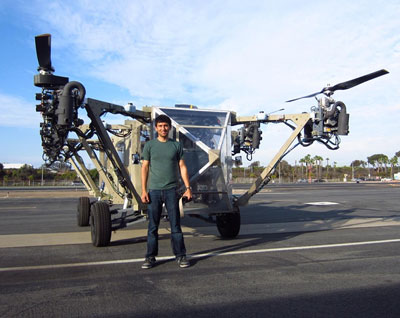 AT engineer, Rustom Jehangir, is standing next to the transformer vehicle for scale. He is six feet tall. Photo: Advanced Tactics