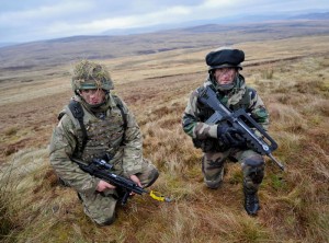A British Army Reserve soldier with a French soldierduring Exercise Steel Sabre in February 2013. Photo: UK MO