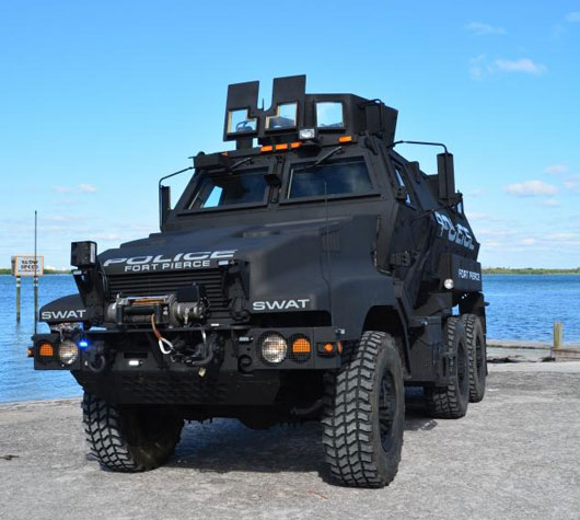 This ex-military Caiman MRAP will be used to transport Fort Lee SWAT teams. Local police bought the vehicle from the U.S. Department of Defense for just $2,000. Photo: Fort Pierce Police Department