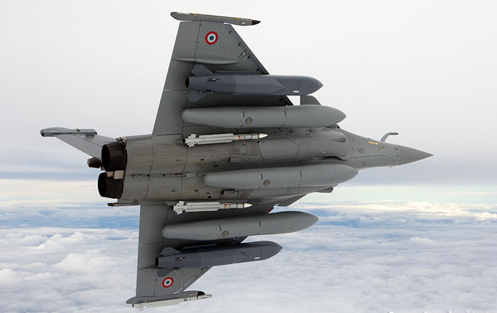 In the current configuration Rafale carries two Scalp cruise missiles or four Hammer guided weapons, with four MICA air-to-air missiles. Photo: French Air Force