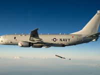 A P-8A Poseidon assigned to the Bureau of Air Test and Evaluation Squadron (VX) 20 replicates the characteristics of an MK-54 torpedo. (Photo: U.S. Navy photo by Greg L. Davis)