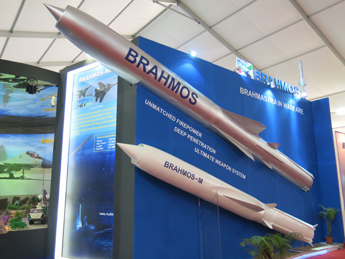 A model of Brahmos M was displayed at Defexpo 14. As the next generation of the current Brahmos, the missile will have reduced dimmensions, lower weight and higher speed, compared to the current BrahMos. It will be three meter shorter, with a diameter 190mm smaller, compared to the Brahmos. Optimized for airborne and tube-launched submarine applications, Brahmos M will have a range of 300 km (290 for Brahmos) and its speed will be increased to 3.5 Mach (2.8 max in Brahmos). The missile will have stealth features to reduce radar signature and will also have improved electronic counter-countermeasures.