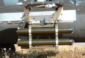 The LAHAT quad launcher mounted on the Mi-17. Photo: IAI