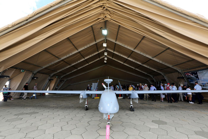 On 1-2 March the RAAF hosted the Centenary of Military Aviation Air Show at RAAF Williams - Point Cook. Among the popular attractions at the show was the Heron Remotely Piloted Aircraft (RPA), displayed in a deployable hangar. Photo: Australian Defence by Aaron Curran