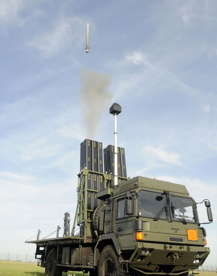 A CAMM missile tested Soft Vertical Launch from vehicle