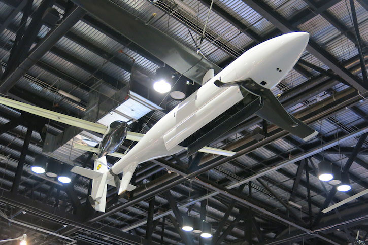 The Stop Rotor UAV is tested by the Naval Research Laboratory to evaluate potential platforms that could rapidly deploy torpedo decoys as part of a surface fleet anti-submarine defense. The drone takes off vertically from the deck, than transitions to forward flight, powered by a tail rotor, by stopping the rotor and flipping one blade to form a wing. The complete process takes only one second.